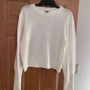 Express Light White Cropped top sweater